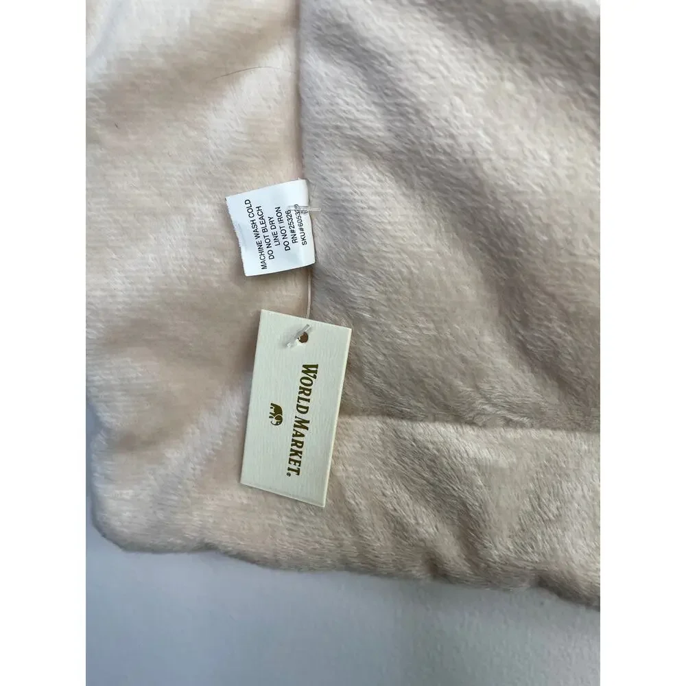 World Market Olive Green Puffer Scarf Shawl Wrap Faux Fur Lining  New One Size